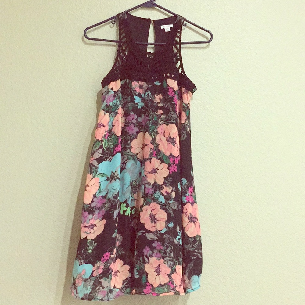 Beautiful Flower and Bird Print Casual Dress